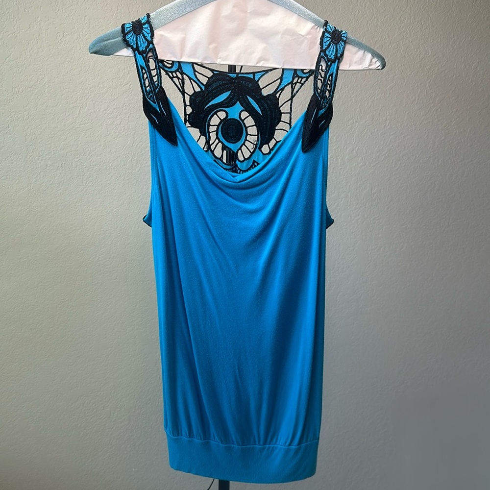 Blue and Black Blouse
